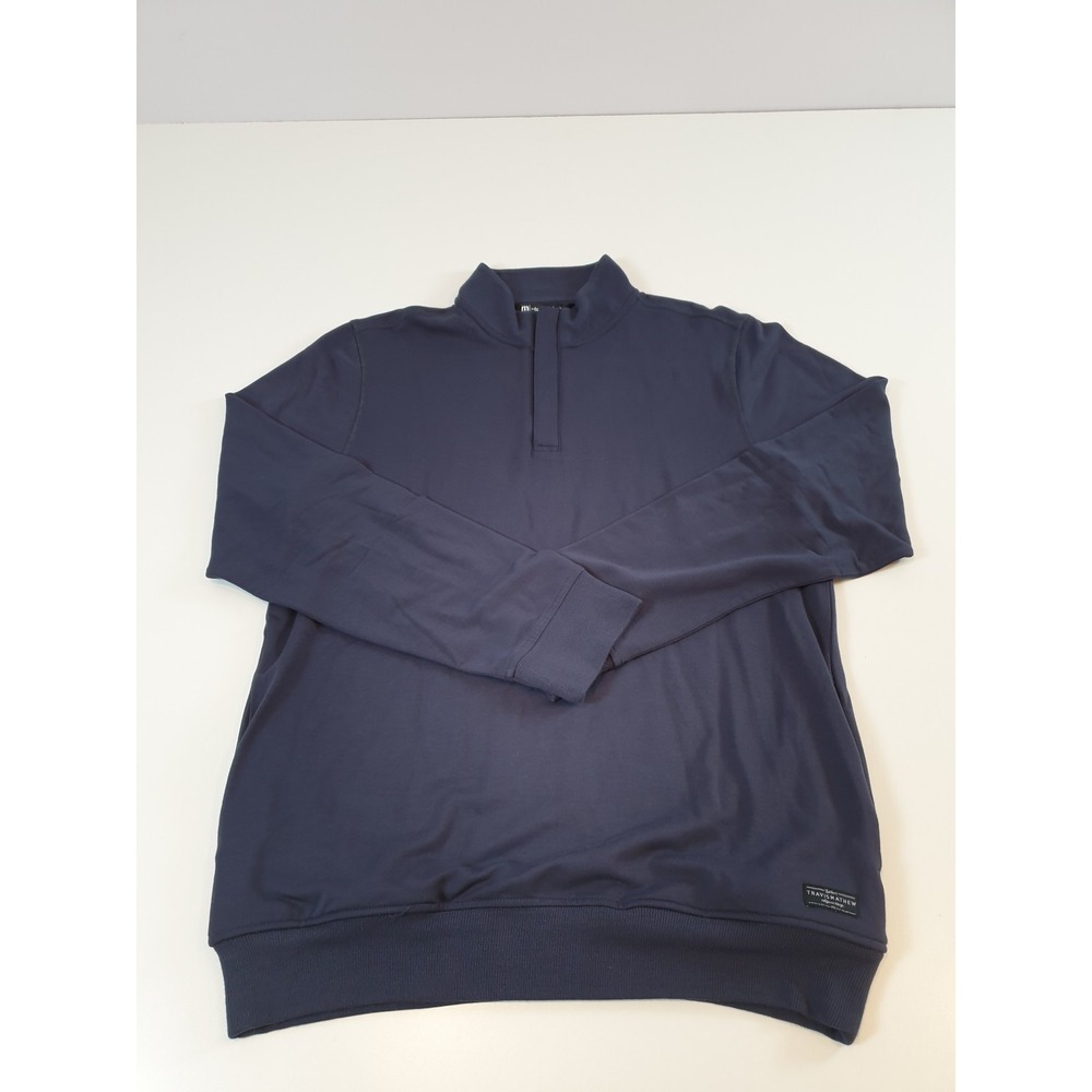 Travis Mathew Pullover Mens Small Blue Newport 1/4 Zip Fleece Virtus Logo Golf